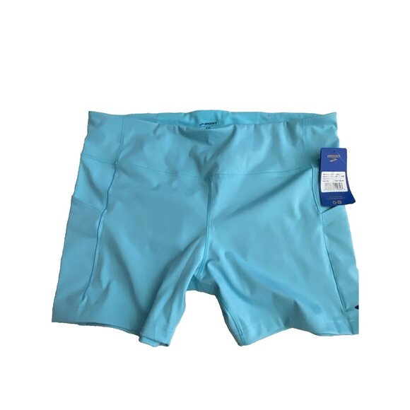 Brooks Women Size XXL Method 5” Short Tights Vivid Teal Wicking 4 Way Stretch - Picture 1 of 10